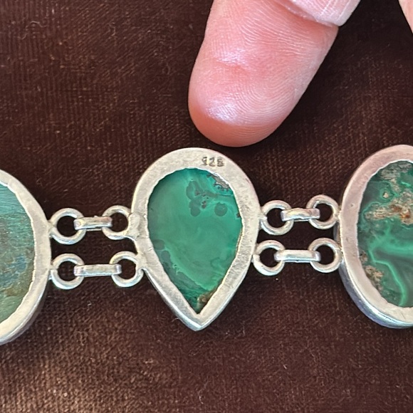 Vintage Green Malachite Sterling Silver Semi-precious gemstone length-8 1/2”🔥🔥 - Picture 8 of 9